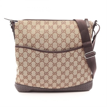 GUCCI GG canvas crossbody Shoulder Bag 145857 leather Beige Brown Used Women
