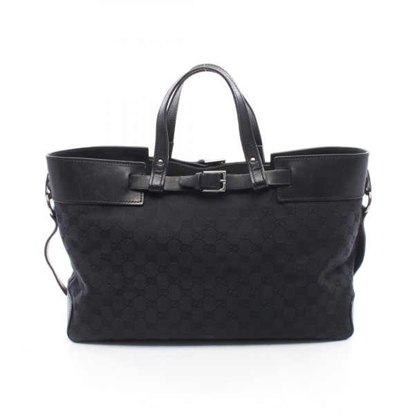 GUCCI GG canvas Tote Hand Bag 106251 canvas leather Black Used Women