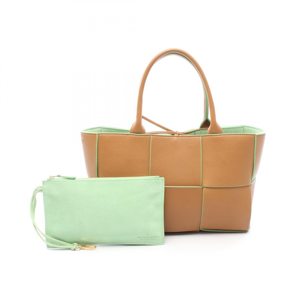 BOTTEGA VENETA Arco Maxi Intrecciato Tote hand Bag 652867 leather Brown Green