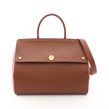 BURBERRY Elizabeth Shoulder crossbody Tote Bag leather Brown Red Used Women