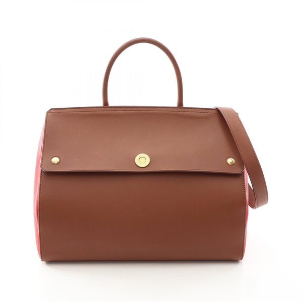 BURBERRY Elizabeth Shoulder crossbody Tote Bag leather Brown Red Used Women