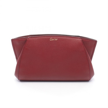 CARTIER C de Cartier Business Clutch Bag leather Bordeaux Used Women