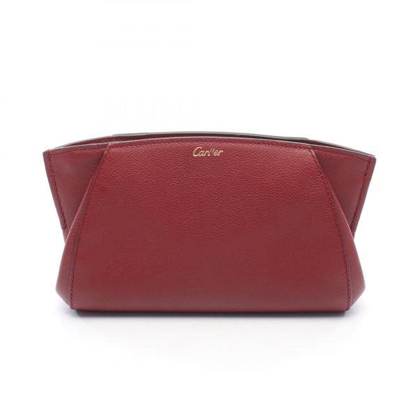 CARTIER C de Cartier Business Clutch Bag leather Bordeaux Used Women
