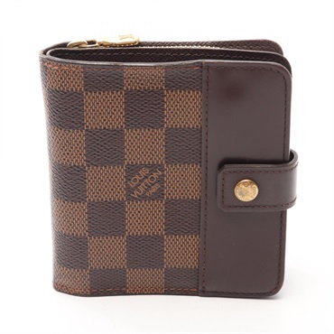 LOUIS VUITTON Compact zip Bi-fold wallet purse N61668 Damier leather Ebene Used