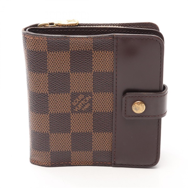 LOUIS VUITTON Compact zip Bi-fold wallet purse N61668 Damier leather Ebene Used