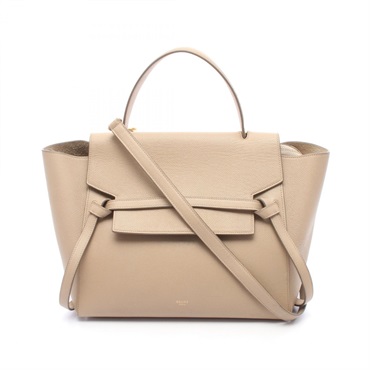 CELINE BELT BAG MINI shoulder Handbag leather Beige Used Women
