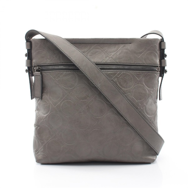 Salvatore Ferragamo Gancini crossbody Shoulder Bag leather Gray Used Women