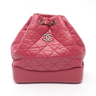 CHANEL Gbrielle Small Chain Rucksack Backpack A94485 leather Pink Used Women