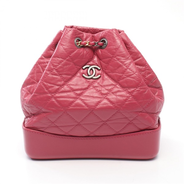 CHANEL Gbrielle Small Chain Rucksack Backpack A94485 leather Pink Used Women