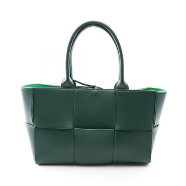 BOTTEGA VENETA Arco Small Maxi Intrecciato tote Handbag leather Green Used Women