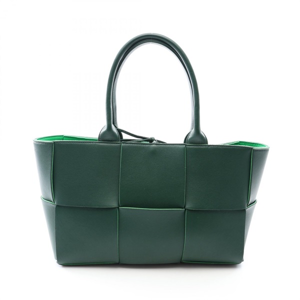 BOTTEGA VENETA Arco Small Maxi Intrecciato tote Handbag leather Green Used Women