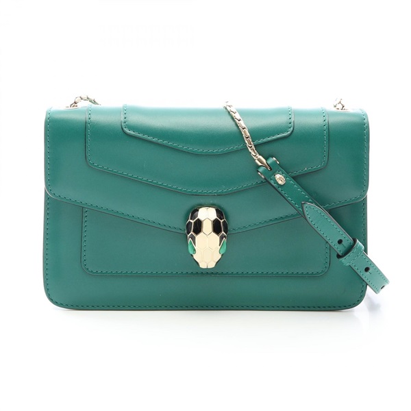 BVLGARI Serpenti Forever chain crossbody Shoulder Bag 38065 leather Green Used