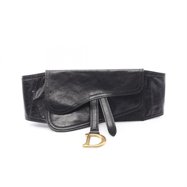 Christian Dior SADDLE Belt Ceinture leather Black GHW Used Women