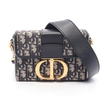 Christian Dior 30 MONTAIGNE Box Oblique Shoulder Crossbody Bag canvas Navy Used