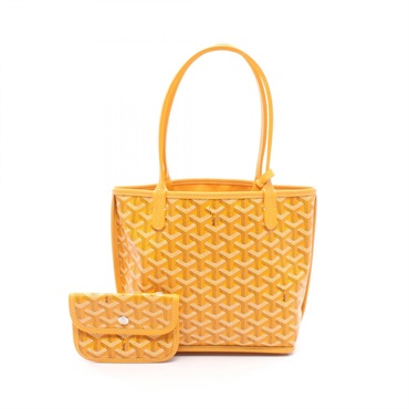 GOYARD Anjou Mini Pouch Tote Handbag canvas leather Yellow Black White Used