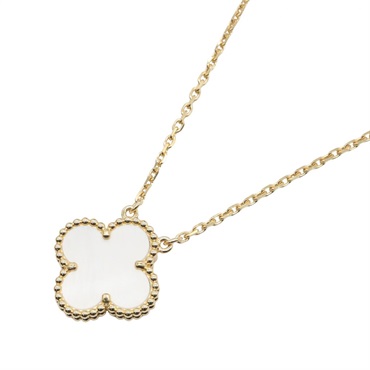 Van Cleef & Arpels Vintage Alhambra Mother of Pearl Necklace 18KYG Used Women