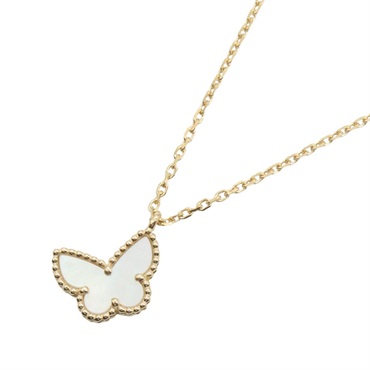 Van Cleef & Arpels Sweet Papillon Mother of Pearl Necklace 18KYG Gold White Used
