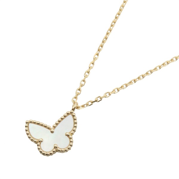 Van Cleef & Arpels Sweet Papillon Mother of Pearl Necklace 18KYG Gold White Used