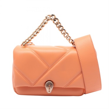 BVLGARI Serpenti Cabochon Mini Chain Crossbody Handbag leather Orange Used Women