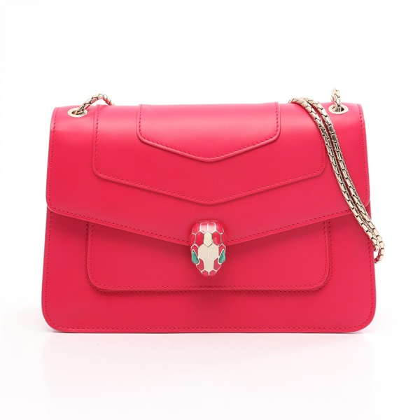 BVLGARI Serpenti Forever Chain Shoulder Handbag leather Pink Used Women