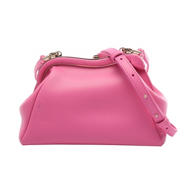 BVLGARI Serpentine Kiss-lock Pouch Shoulder Crossbody Bag leather Pink Used