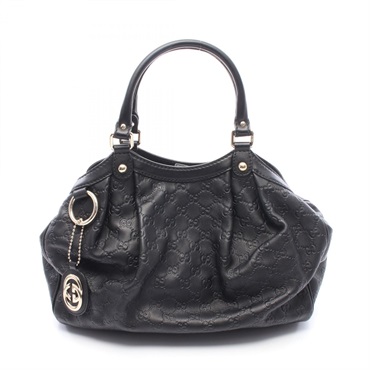 GUCCI Sukey Guccissima Handbag 211944 leather Black Used Women