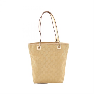 GUCCI GG canvas Shoulder Tote Bag canvas leather Gold Used Women