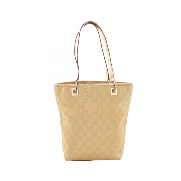 GUCCI GG canvas Shoulder Tote Bag canvas leather Gold Used Women
