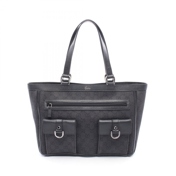 GUCCI Abbey GG canvas Tote Bag 268639 Leather Black Used Women
