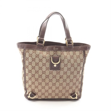 GUCCI Abbey GG canvas Hand Tote Bag 130739 canvas leather Beige Brown Used Women