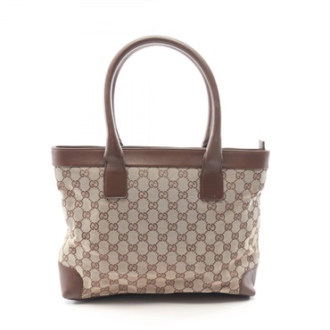 GUCCI GG canvas Hand Tote Bag 33890 canvas leather Beige Brown Used Women