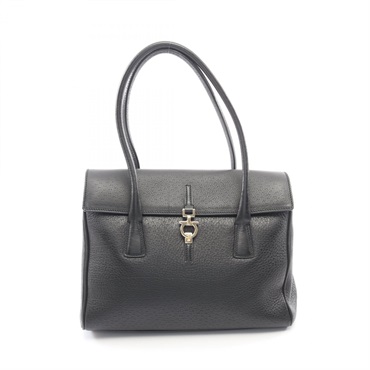 Salvatore Ferragamo Gancini Shoulder Tote Bag leather Black Used Women