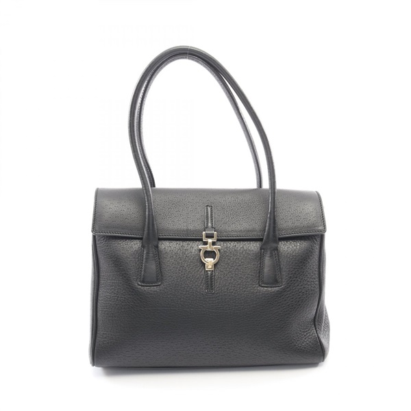 Salvatore Ferragamo Gancini Shoulder Tote Bag leather Black Used Women