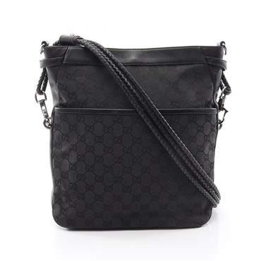 GUCCI GG canvas crossbody Shoulder Bag 109097 canvas leather Black Used Women