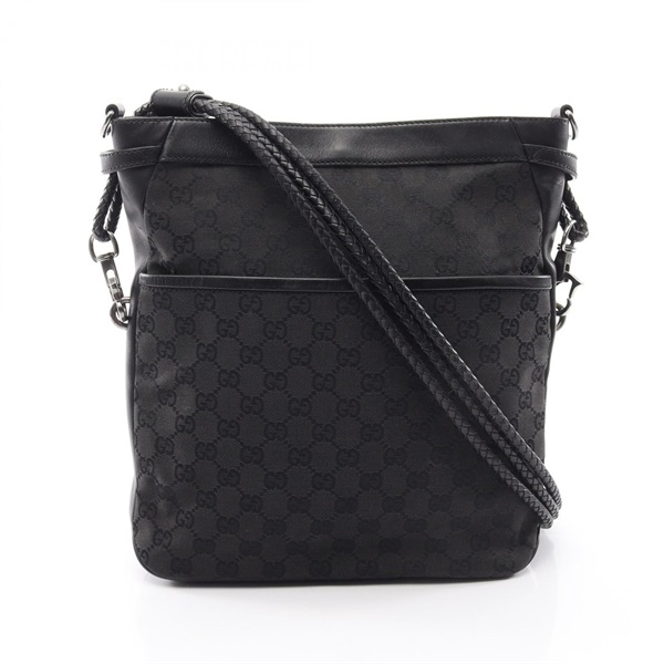 GUCCI GG canvas crossbody Shoulder Bag 109097 canvas leather Black Used Women