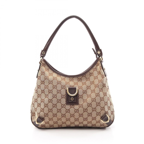 GUCCI Abbey GG canvas Shoulder Bag 130738 Leather Beige Brown Used Women