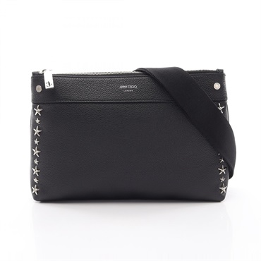 JIMMY CHOO Star studs Crossbody Shoulder Bag leather Black Used Women