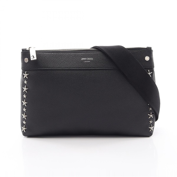 JIMMY CHOO Star studs Crossbody Shoulder Bag leather Black Used Women