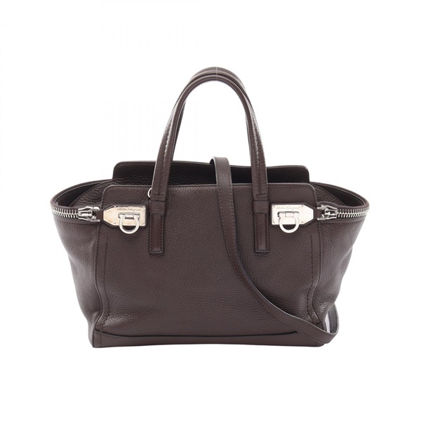 Salvatore Ferragamo Gancini Crossbody Shoulder Handbag leather Brown Used Women