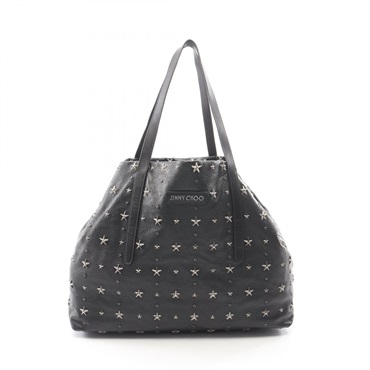 JIMMY CHOO PIMLICO Star Studs Shoulder Tote Bag leather Black Used Women