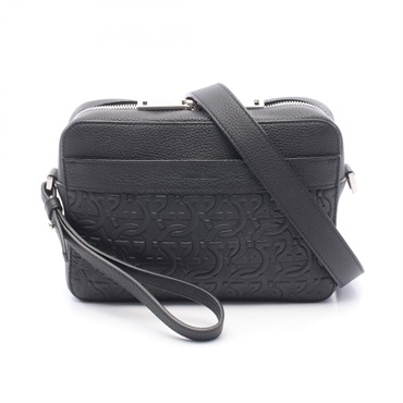 Salvatore Ferragamo Gancini Crossbody Shoulder Bag leather Black Used Women