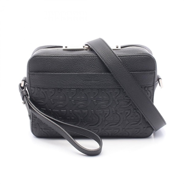 Salvatore Ferragamo Gancini Crossbody Shoulder Bag leather Black Used Women