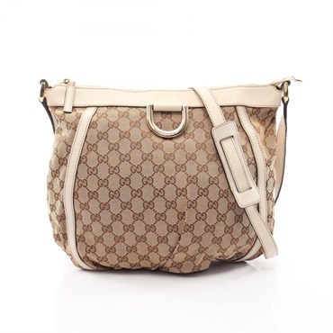 GUCCI Abbey GG canvas Shoulder crossbody Bag 204940 Leather Beige White Used