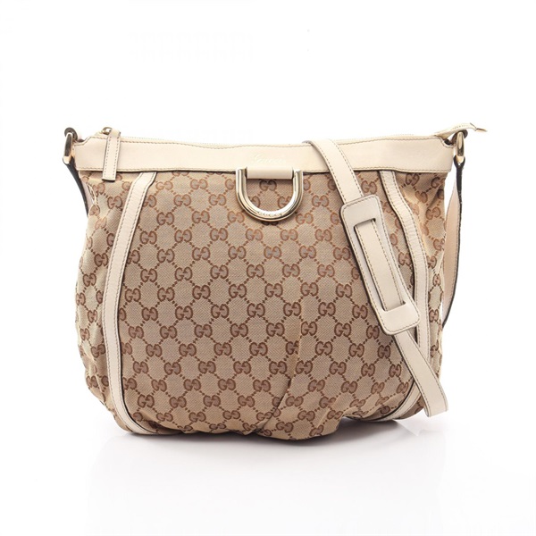 GUCCI Abbey GG canvas Shoulder crossbody Bag 204940 Leather Beige White Used