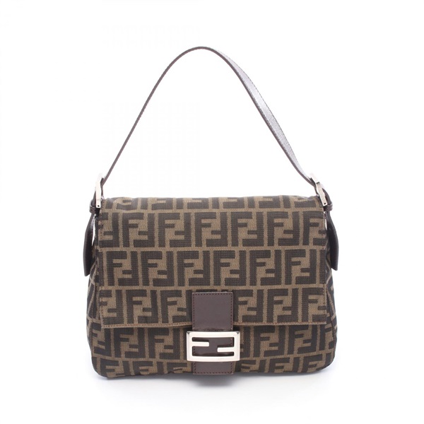 FENDI Mamma Bucket Zucca Shoulder Handbag canvas leather Brown SHW Used Women