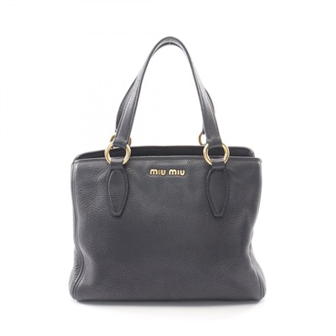 Miu Miu Tote Handbag leather Black Used Women GHW
