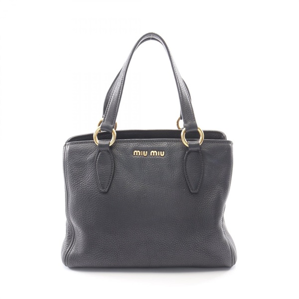 Miu Miu Tote Handbag leather Black Used Women GHW