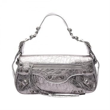 BALENCIAGA Le Cagole S Shoulder Handbag leather Silver Used Women