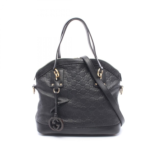 GUCCI Guccisima Shoulder Handbag 247279 leather Black Used Women GG