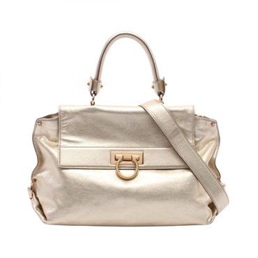 Salvatore Ferragamo Gancini Shoulder crossbody Handbag leather Gold Used GHW